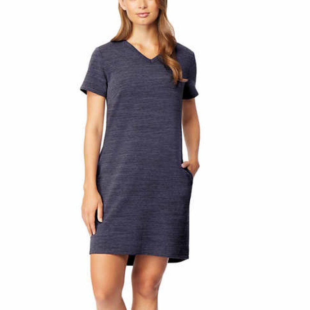 NWT - 32 Degrees Blue Cool V Neck Dress with Side Pockets - Size S